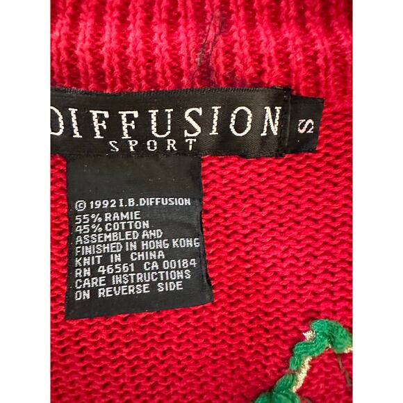 Vintage iB Diffusion Women's Red Long Sleeve Cardigan Sweater Size Small - Picture 11 of 12